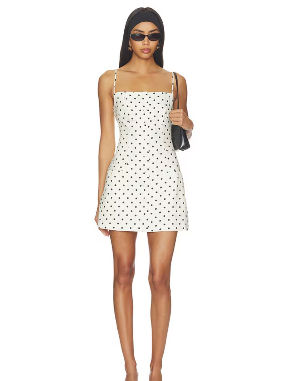 Tori Linen Mini Dress in Cream & Black Polka Dot
MAJORELLE (XS)